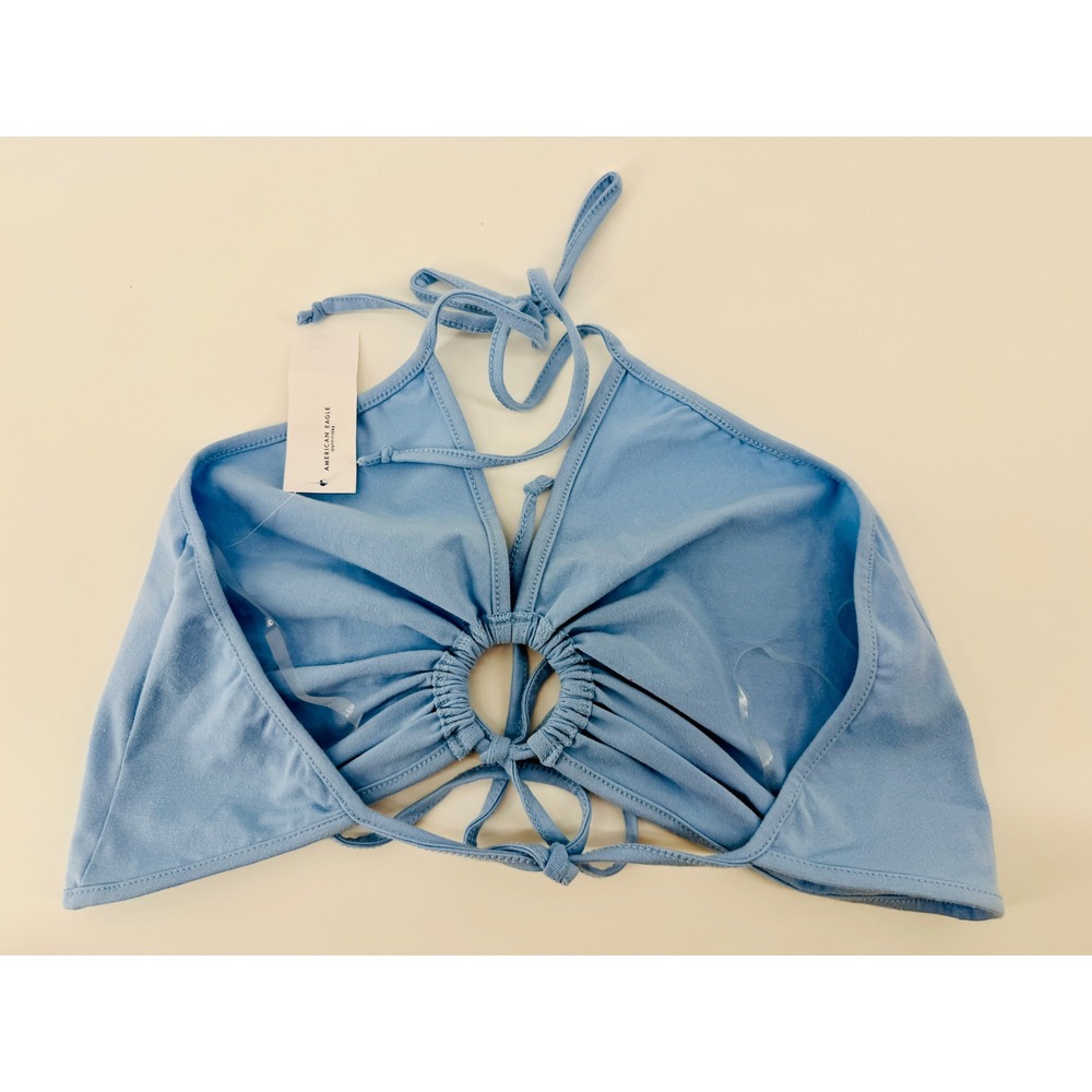 American Eagle Blue O-Ring Halter Crop Top Size S 3171-5703-400 NWT - Picture 2 of 3